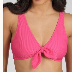 Lively Swim Ribbed Plunge Bralette Magenta NWT - M